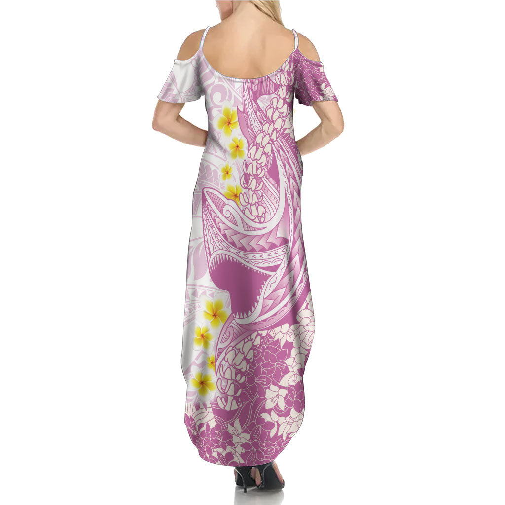 Purple Hawaii Shark Tattoo Summer Maxi Dress Puakenikeni Lei Plumeria Polynesian Pattern