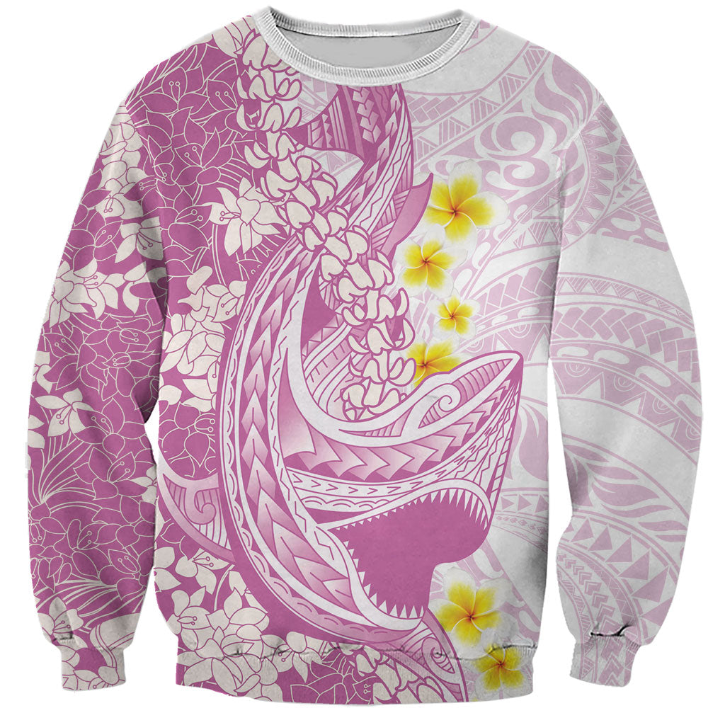 Purple Hawaii Shark Tattoo Sweatshirt Puakenikeni Lei Plumeria Polynesian Pattern LT14 Unisex Purple - Polynesian Pride