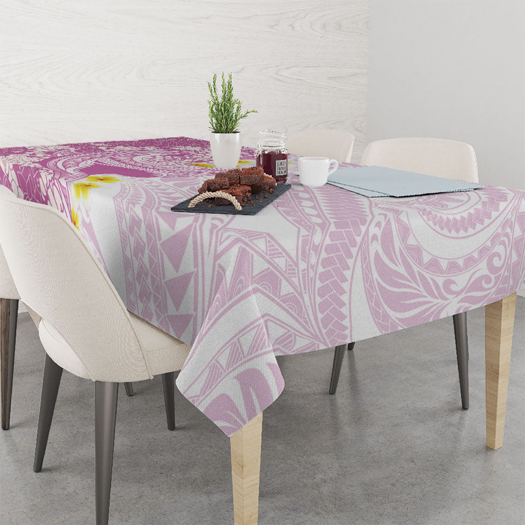 Purple Hawaii Shark Tattoo Tablecloth Puakenikeni Lei Plumeria Polynesian Pattern