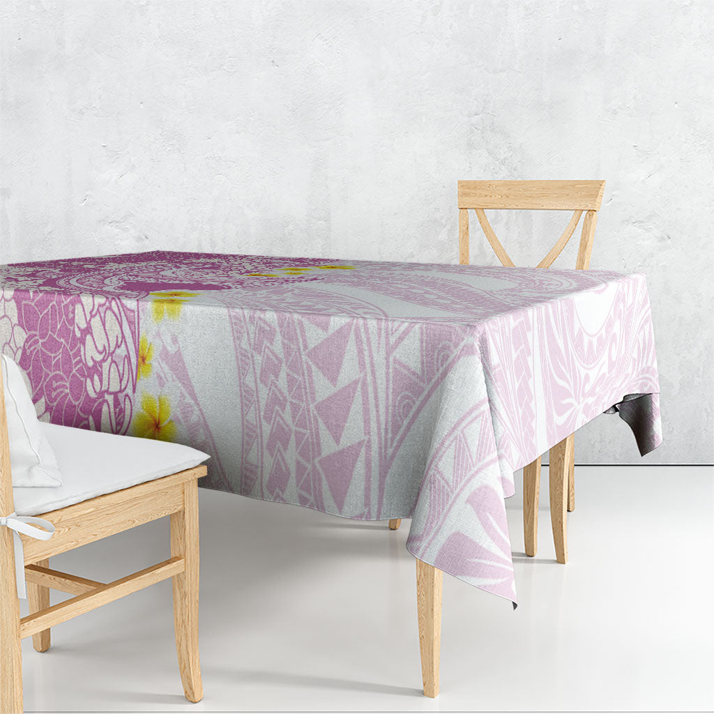 Purple Hawaii Shark Tattoo Tablecloth Puakenikeni Lei Plumeria Polynesian Pattern