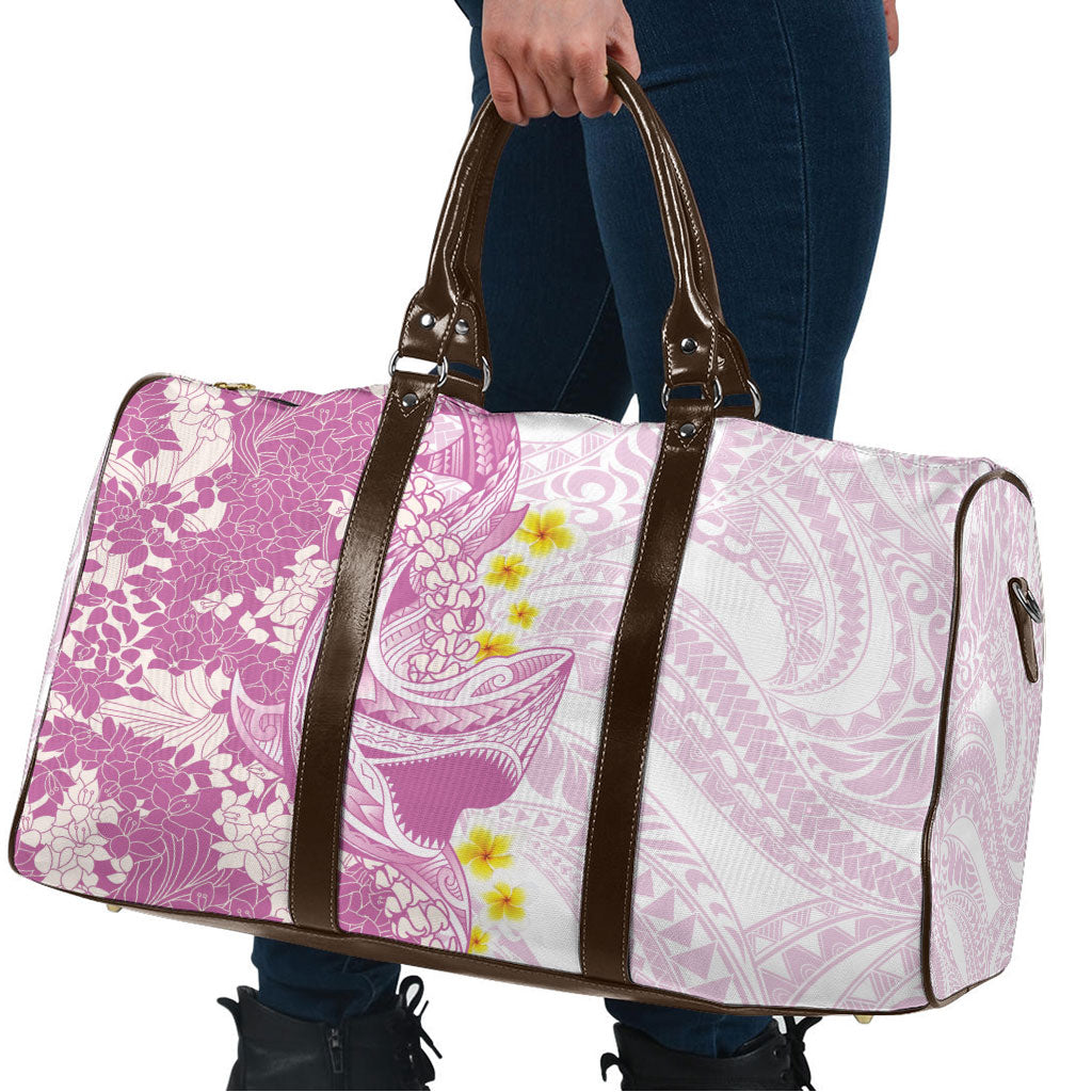 Purple Hawaii Shark Tattoo Travel Bag Puakenikeni Lei Plumeria Polynesian Pattern