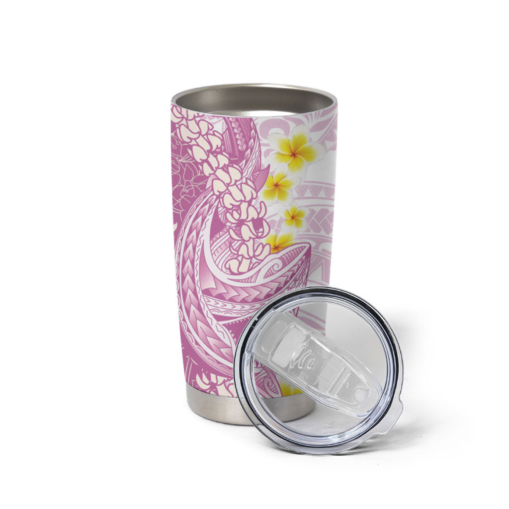 Purple Hawaii Shark Tattoo Tumbler Cup Puakenikeni Lei Plumeria Polynesian Pattern LT14 - Polynesian Pride