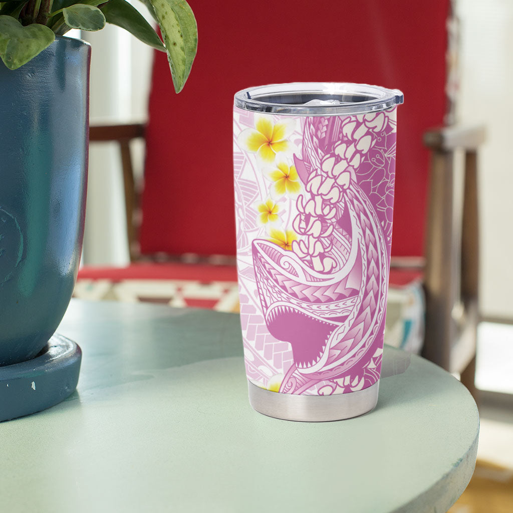 Purple Hawaii Shark Tattoo Tumbler Cup Puakenikeni Lei Plumeria Polynesian Pattern LT14 - Polynesian Pride