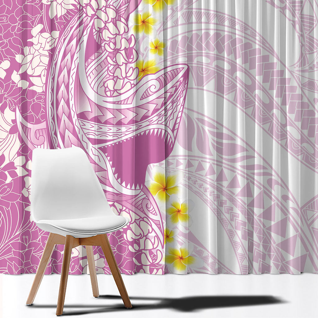 Purple Hawaii Shark Tattoo Window Curtain Puakenikeni Lei Plumeria Polynesian Pattern