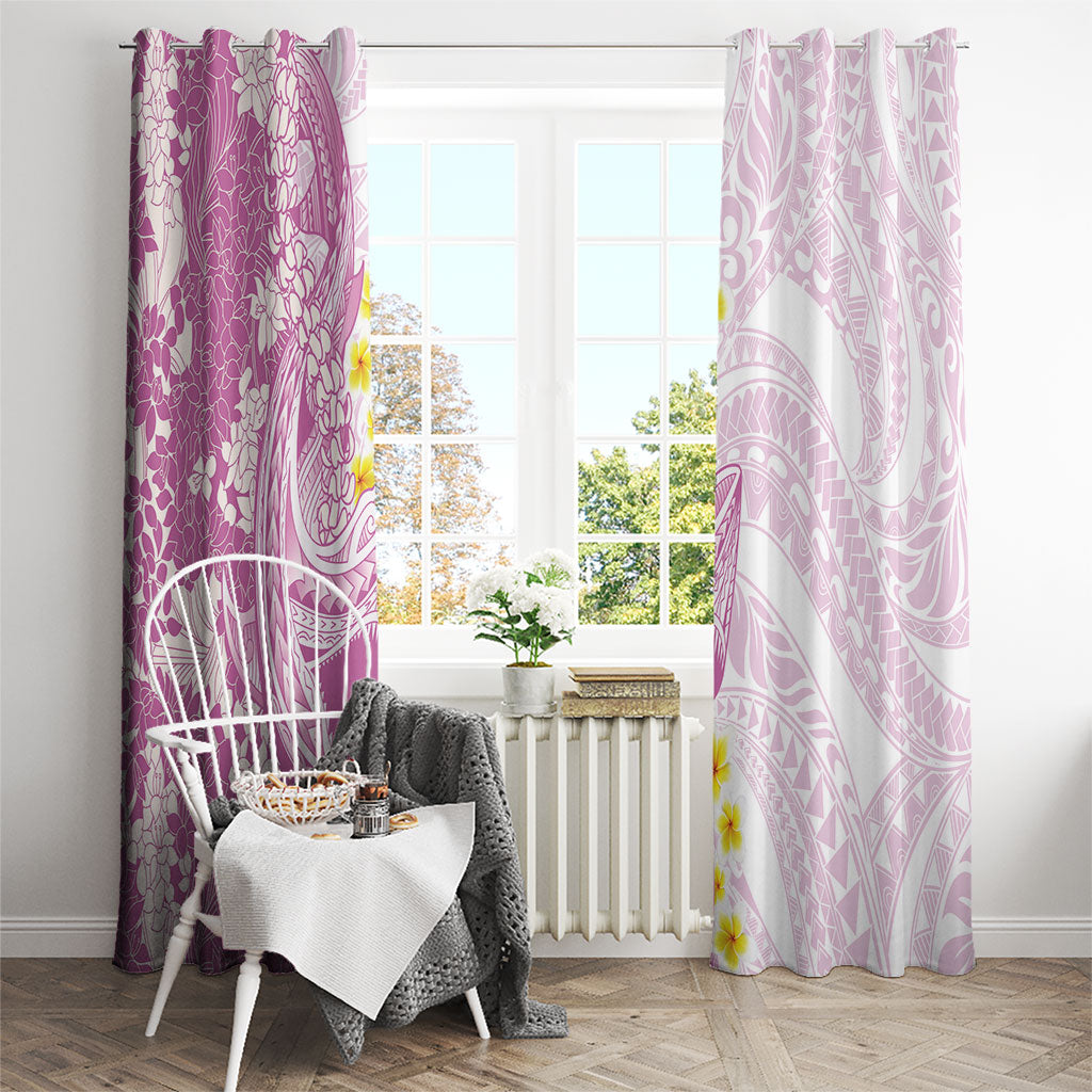Purple Hawaii Shark Tattoo Window Curtain Puakenikeni Lei Plumeria Polynesian Pattern