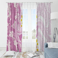 Purple Hawaii Shark Tattoo Window Curtain Puakenikeni Lei Plumeria Polynesian Pattern