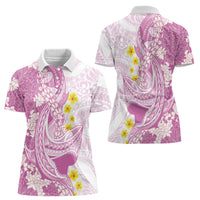 Purple Hawaii Shark Tattoo Women Polo Shirt Puakenikeni Lei Plumeria Polynesian Pattern