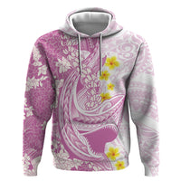 Purple Hawaii Shark Tattoo Zip Hoodie Puakenikeni Lei Plumeria Polynesian Pattern