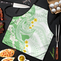 Green Hawaii Shark Tattoo Apron Puakenikeni Lei Plumeria Polynesian Pattern