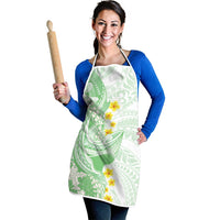 Green Hawaii Shark Tattoo Apron Puakenikeni Lei Plumeria Polynesian Pattern
