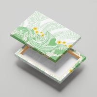 Green Hawaii Shark Tattoo Canvas Wall Art Puakenikeni Lei Plumeria Polynesian Pattern