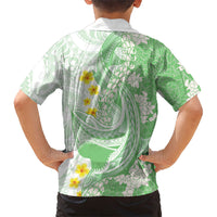Green Hawaii Shark Tattoo Family Matching Mermaid Dress and Hawaiian Shirt Puakenikeni Lei Plumeria Polynesian Pattern LT14 - Polynesian Pride