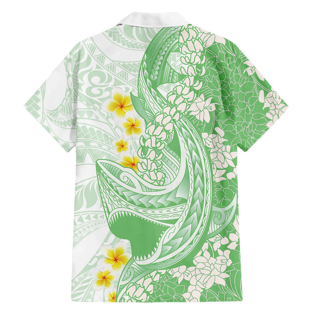 Green Hawaii Shark Tattoo Family Matching Mermaid Dress and Hawaiian Shirt Puakenikeni Lei Plumeria Polynesian Pattern LT14 - Polynesian Pride