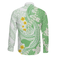 Green Hawaii Shark Tattoo Family Matching Mermaid Dress and Hawaiian Shirt Puakenikeni Lei Plumeria Polynesian Pattern LT14 - Polynesian Pride
