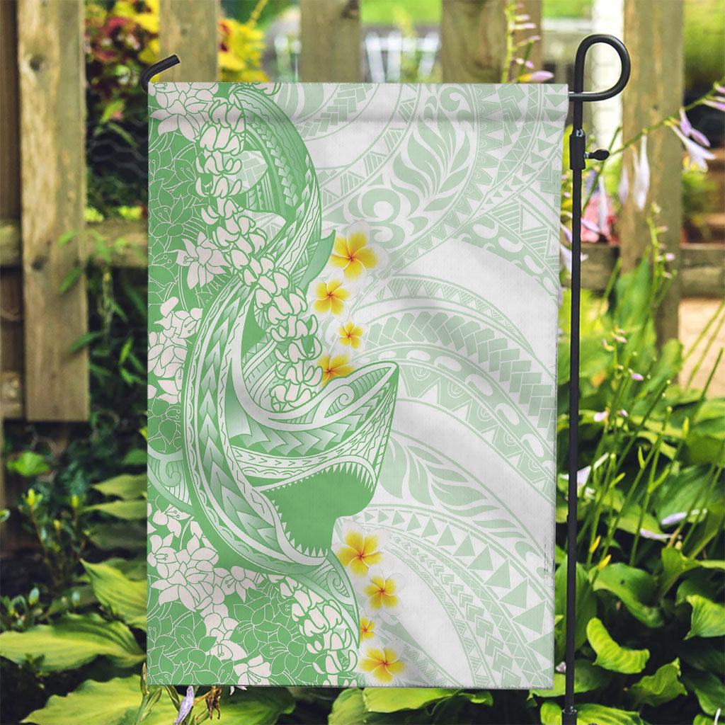 Green Hawaii Shark Tattoo Garden Flag Puakenikeni Lei Plumeria Polynesian Pattern