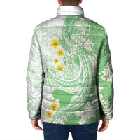 Green Hawaii Shark Tattoo Padded Jacket Puakenikeni Lei Plumeria Polynesian Pattern LT14 - Polynesian Pride