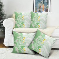 Green Hawaii Shark Tattoo Pillow Cover Puakenikeni Lei Plumeria Polynesian Pattern