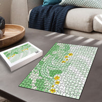 Green Hawaii Shark Tattoo Puzzle Puakenikeni Lei Plumeria Polynesian Pattern