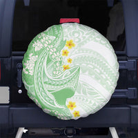 Green Hawaii Shark Tattoo Spare Tire Cover Puakenikeni Lei Plumeria Polynesian Pattern