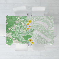 Green Hawaii Shark Tattoo Tablecloth Puakenikeni Lei Plumeria Polynesian Pattern