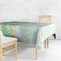 Green Hawaii Shark Tattoo Tablecloth Puakenikeni Lei Plumeria Polynesian Pattern