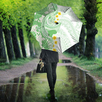 Green Hawaii Shark Tattoo Umbrella Puakenikeni Lei Plumeria Polynesian Pattern