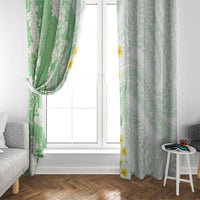 Green Hawaii Shark Tattoo Window Curtain Puakenikeni Lei Plumeria Polynesian Pattern