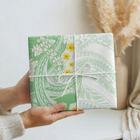 Green Hawaii Shark Tattoo Wrapping Paper Puakenikeni Lei Plumeria Polynesian Pattern