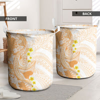 Orange Hawaii Shark Tattoo Laundry Basket Puakenikeni Lei Plumeria Polynesian Pattern LT14 - Polynesian Pride