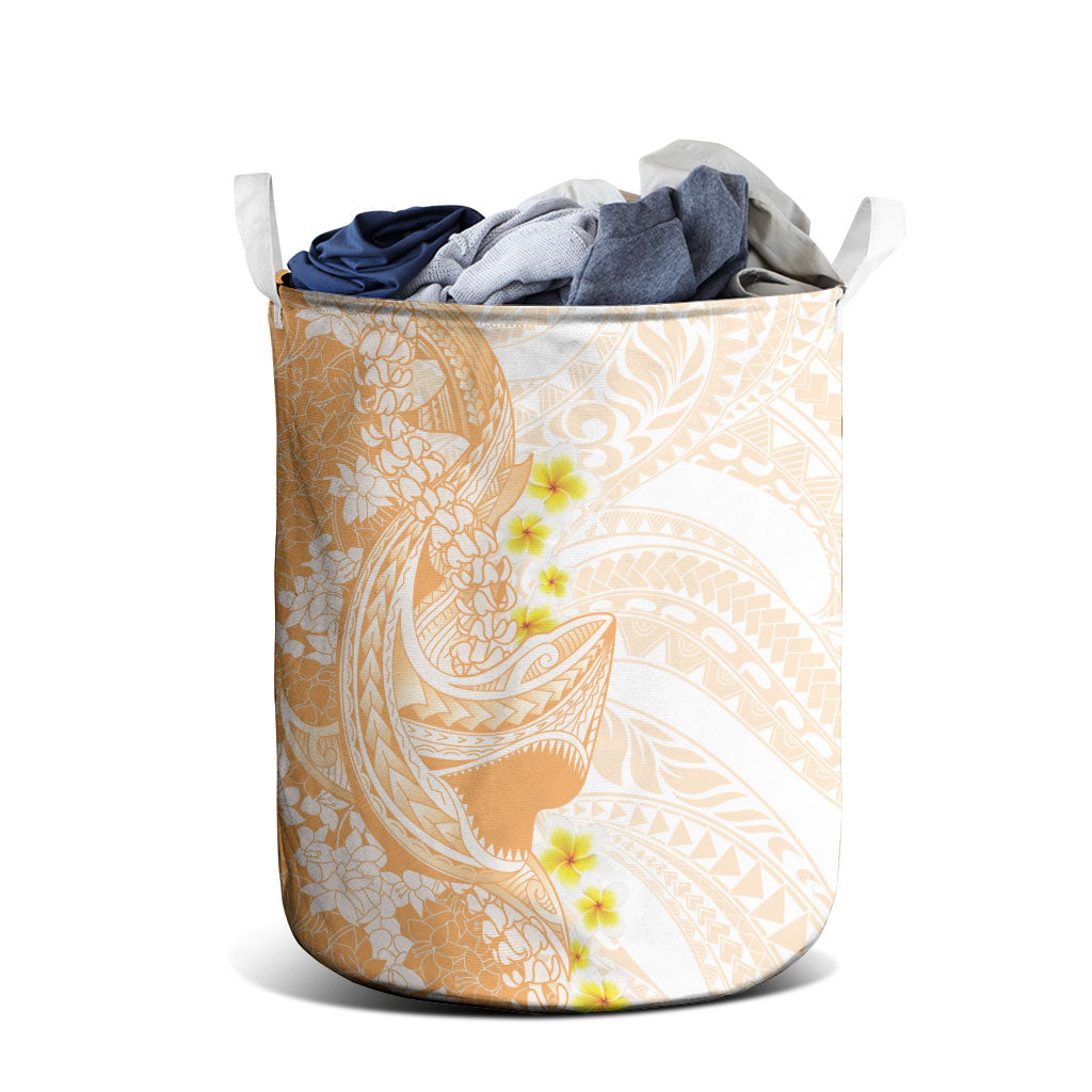 Orange Hawaii Shark Tattoo Laundry Basket Puakenikeni Lei Plumeria Polynesian Pattern LT14 - Polynesian Pride