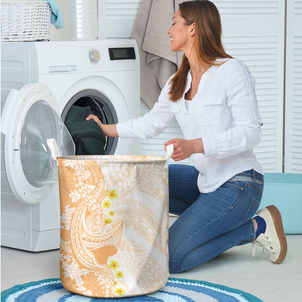 Orange Hawaii Shark Tattoo Laundry Basket Puakenikeni Lei Plumeria Polynesian Pattern LT14 - Polynesian Pride