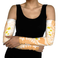 Orange Hawaii Shark Tattoo Arm Sleeves Puakenikeni Lei Plumeria Polynesian Pattern
