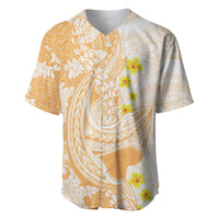 Orange Hawaii Shark Tattoo Baseball Jersey Puakenikeni Lei Plumeria Polynesian Pattern LT14 Orange - Polynesian Pride