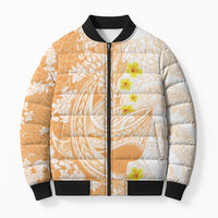 Orange Hawaii Shark Tattoo Bomber Puffer Jacket Puakenikeni Lei Plumeria Polynesian Pattern LT14 Unisex Orange - Polynesian Pride