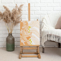 Orange Hawaii Shark Tattoo Canvas Wall Art Puakenikeni Lei Plumeria Polynesian Pattern
