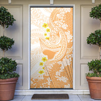 Orange Hawaii Shark Tattoo Door Cover Puakenikeni Lei Plumeria Polynesian Pattern