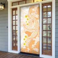 Orange Hawaii Shark Tattoo Door Cover Puakenikeni Lei Plumeria Polynesian Pattern