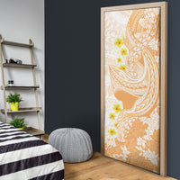 Orange Hawaii Shark Tattoo Door Cover Puakenikeni Lei Plumeria Polynesian Pattern