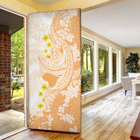 Orange Hawaii Shark Tattoo Door Cover Puakenikeni Lei Plumeria Polynesian Pattern