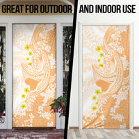 Orange Hawaii Shark Tattoo Door Cover Puakenikeni Lei Plumeria Polynesian Pattern