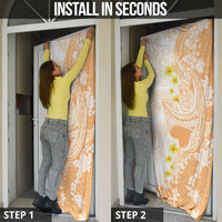 Orange Hawaii Shark Tattoo Door Cover Puakenikeni Lei Plumeria Polynesian Pattern