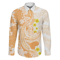 Orange Hawaii Shark Tattoo Family Matching Mermaid Dress and Hawaiian Shirt Puakenikeni Lei Plumeria Polynesian Pattern