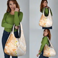 Orange Hawaii Shark Tattoo Grocery Bag Puakenikeni Lei Plumeria Polynesian Pattern