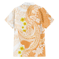 Orange Hawaii Shark Tattoo Hawaiian Shirt Puakenikeni Lei Plumeria Polynesian Pattern LT14 - Polynesian Pride