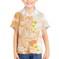 Orange Hawaii Shark Tattoo Hawaiian Shirt Puakenikeni Lei Plumeria Polynesian Pattern LT14 - Polynesian Pride