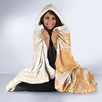 Orange Hawaii Shark Tattoo Hooded Blanket Puakenikeni Lei Plumeria Polynesian Pattern