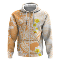 Orange Hawaii Shark Tattoo Hoodie Puakenikeni Lei Plumeria Polynesian Pattern
