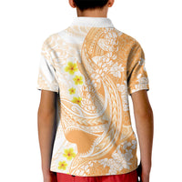 Orange Hawaii Shark Tattoo Kid Polo Shirt Puakenikeni Lei Plumeria Polynesian Pattern