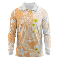 Orange Hawaii Shark Tattoo Long Sleeve Polo Shirt Puakenikeni Lei Plumeria Polynesian Pattern LT14 Orange - Polynesian Pride