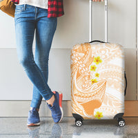 Orange Hawaii Shark Tattoo Luggage Cover Puakenikeni Lei Plumeria Polynesian Pattern